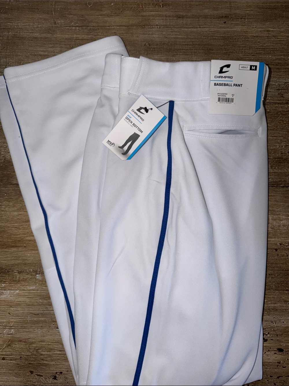 NWT Adult Champro Sports baseball pants white/royal Size Medium